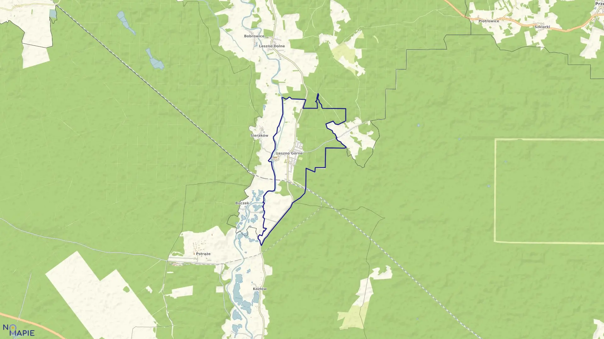 Mapa obrębu Leszno Górne w gminie Szprotawa