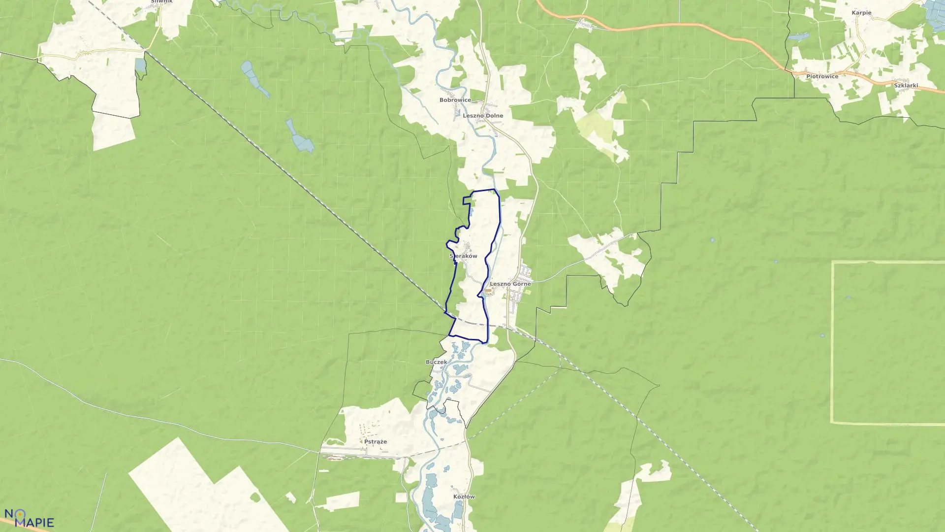 Mapa obrębu Sieraków w gminie Szprotawa